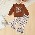 thumbnail image 2 of REgarm Toddler Girl Clothes Fall Winter Outfits for Girls Cute Print Sweatshirt + Flared Pants Set 2 Piece (Brown,5-6 Years), 2 of 7