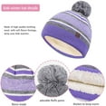 thumbnail image 3 of GRNSHTS 3PCS Kids Hat Scarf Gloves Set Toddler Boys Girls Winter Knit Beanies Neck Warmer with Fleece Lining (Purple), 3 of 14