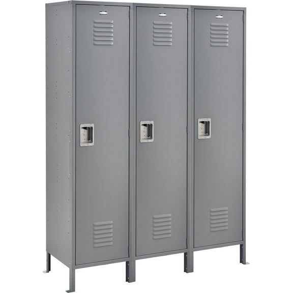 1-Tier 3 Door Locker, 18"Wx18"Dx72"H, Gray, Unassembled