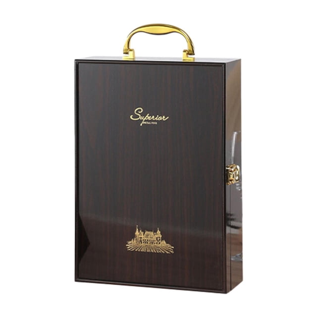 Caja de vino tinto organizadora de almacenamiento de madera, regalos de inauguración de la casa, asa cómoda doble Tipo B