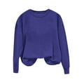 thumbnail image 7 of Women's Crewneck Sweatshirts Solid Color Loose Fitting Blouses Pullover Long Sleeve Hoodless Sweatshirt Plus Size Fall Outfits Top, 7 of 7
