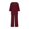 thumbnail image 7 of Pants Suits for Women Dressy Women's Casual Trousers Suit Set Comfortable Round Neck Long Pants Outfit For Daily Wear Spring Woman's Suit Slim Fit Suits Women Celebration Jumpsuit Striped Peti Red 4XL, 7 of 7