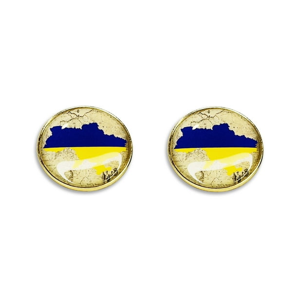 2Pack, UKRAINE FLAG MAP PINS, Super Shiny Bright Ukrainian Flag Lapel