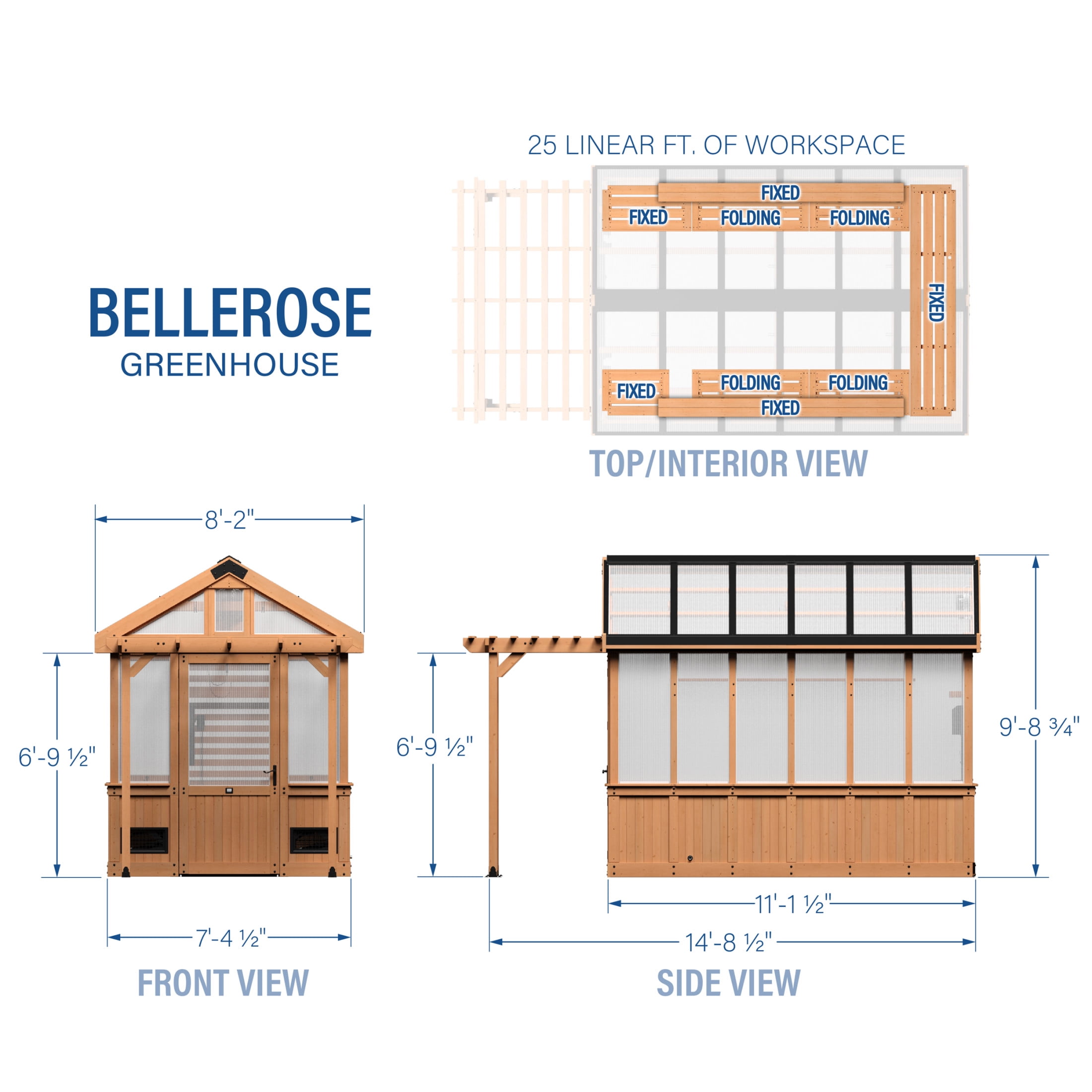 Backyard Discovery Bellerose 11' x 7' Cedar Wood and Polycarbonate Greenhouse Kit, Pergola