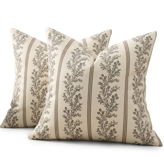 Vintage Throw Pillow Covers 2 Pcs, Floral Botanical Cushion Cases | Neutral Modern Farmhouse Home Decor Pillow Covers for Sofa Couch Bed Living Room(lxf)