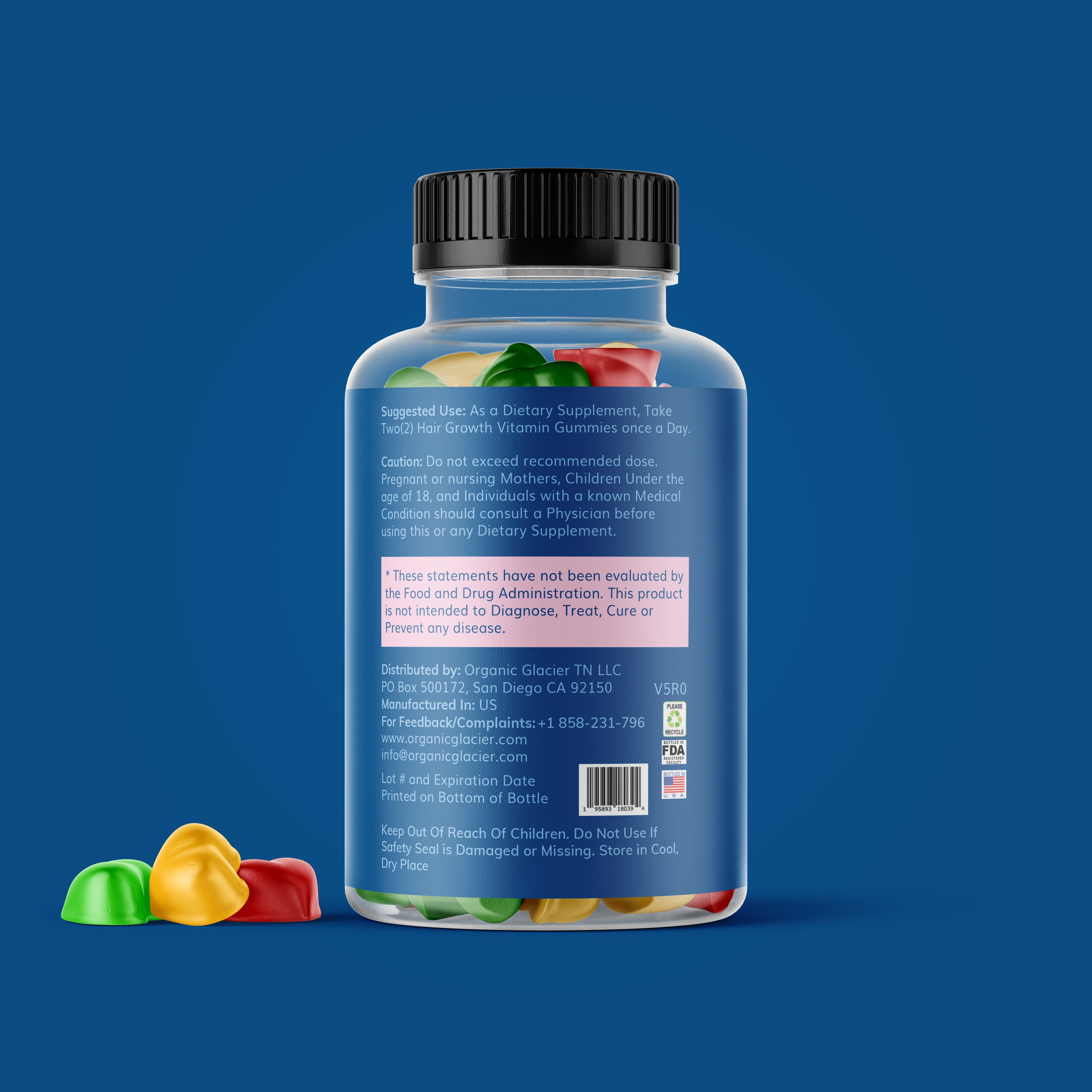 Organic Glacier - Hair Growth Gummies Hair Vitamin Gummies – Hair Treatment Supplement with Vitamin A, B6, C, D, B12 Organic Glacier - Hair Growth Gummies Hair Vitamin Gummies – Hair Treatment Supplement with Vitamin A, B6, C, D, B12