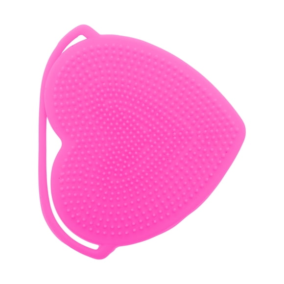 Cepillo de limpieza facial portátil de silicona en forma de corazón 3.35"x2.95"x0.51" Rojo Rosa