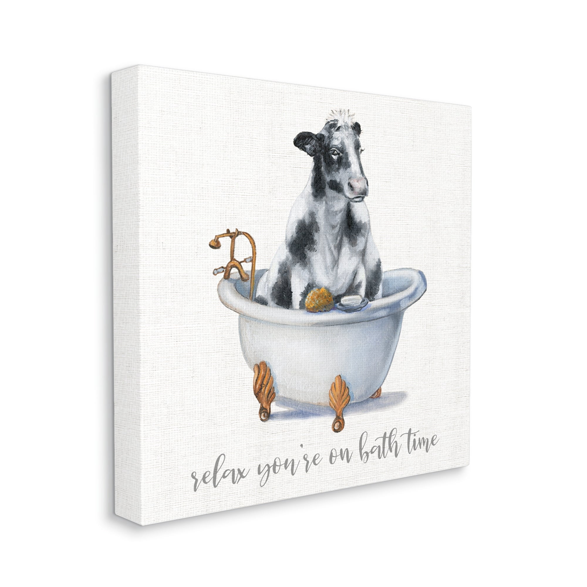 Stupell Industries Relax You're On Bath Time Dairy Cow Tub, 17 x 17,Design by Donna Brooks