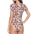 thumbnail image 4 of Gaeub Rocket Pattern Women'S Short Sleeve One Piece Swimsuit Sexy High-Waisted Bodysuit For Swimming, Beach, Sports - Small, 4 of 9