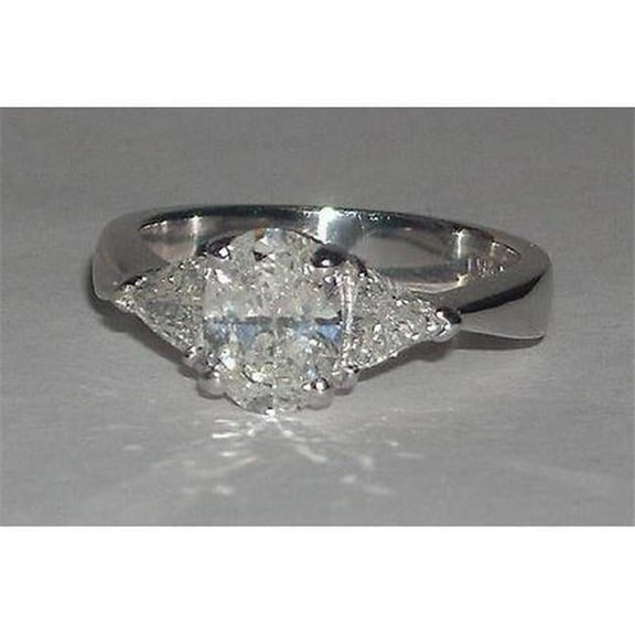Harry Chad Enterprises 50829 2.75 CT Oval Cut & Trilliant Diamond Three Stone Ring, Size 6.5