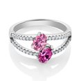 thumbnail image 2 of Gem Stone King 925 Sterling Silver Ring Oval Pink Moissanite Created Sapphire (1.37 Cttw), 2 of 4