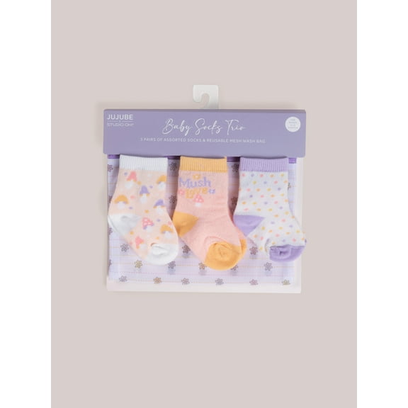 JuJuBe x Studio Oh! 3-Pack Soft Durable Baby Socks Set - Mushy Love