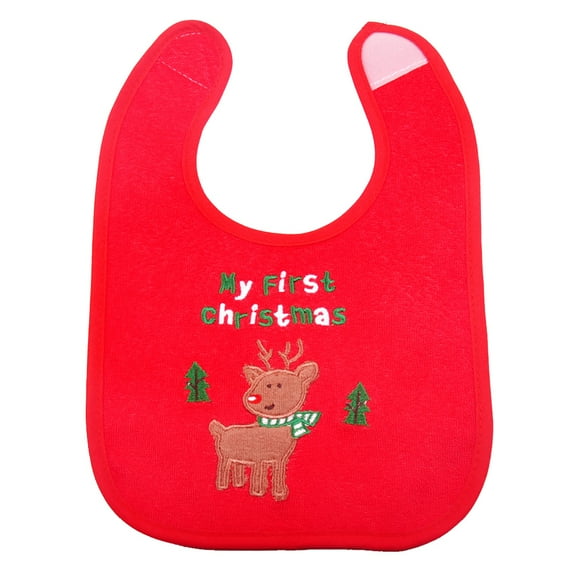 Baberos impermeables para bebés Baberos de tela para cena con deseos navideños y cuidado de autoalimentación de ciervos para niños pequeños (rojo)