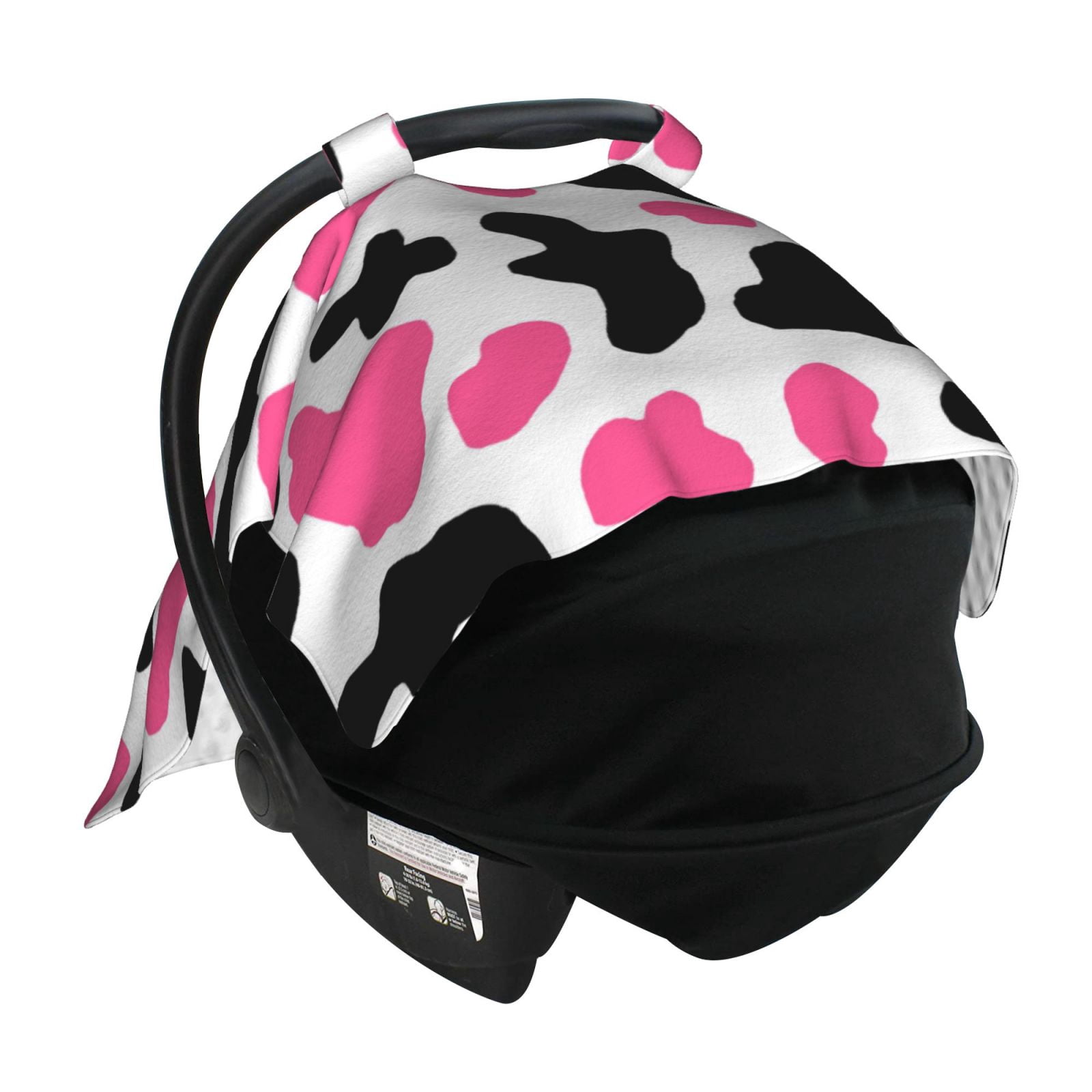 Car Seat Cover Baby - cute black pink cow print Breathable Infant Car Seat Cover for Baby Carseat, Lightweight Comfort Baby Essentials Must Haves Newborn Stuff for Girl Boy