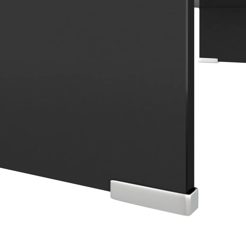 Kepooman Modern Rectangle Glass Computer LCD Desktop Shelf for Bedroom, 31.5" x 11.8" x 5.1", Black Kepooman Modern Rectangle Glass Computer LCD Desktop Shelf for Bedroom, 31.5" x 11.8" x 5.1", Black