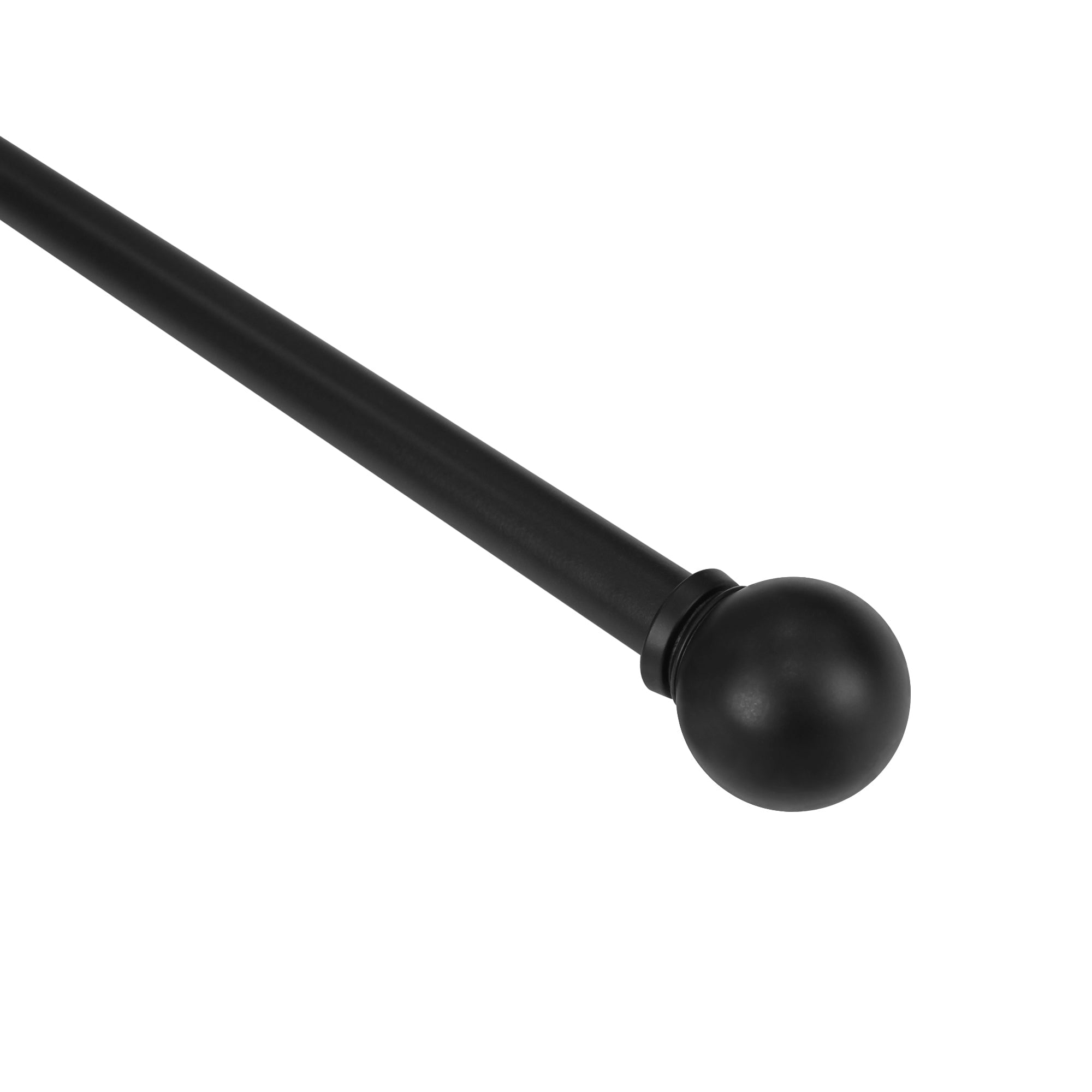 7/16" Single Curtain Rod Set with Ball Finials Matte Black