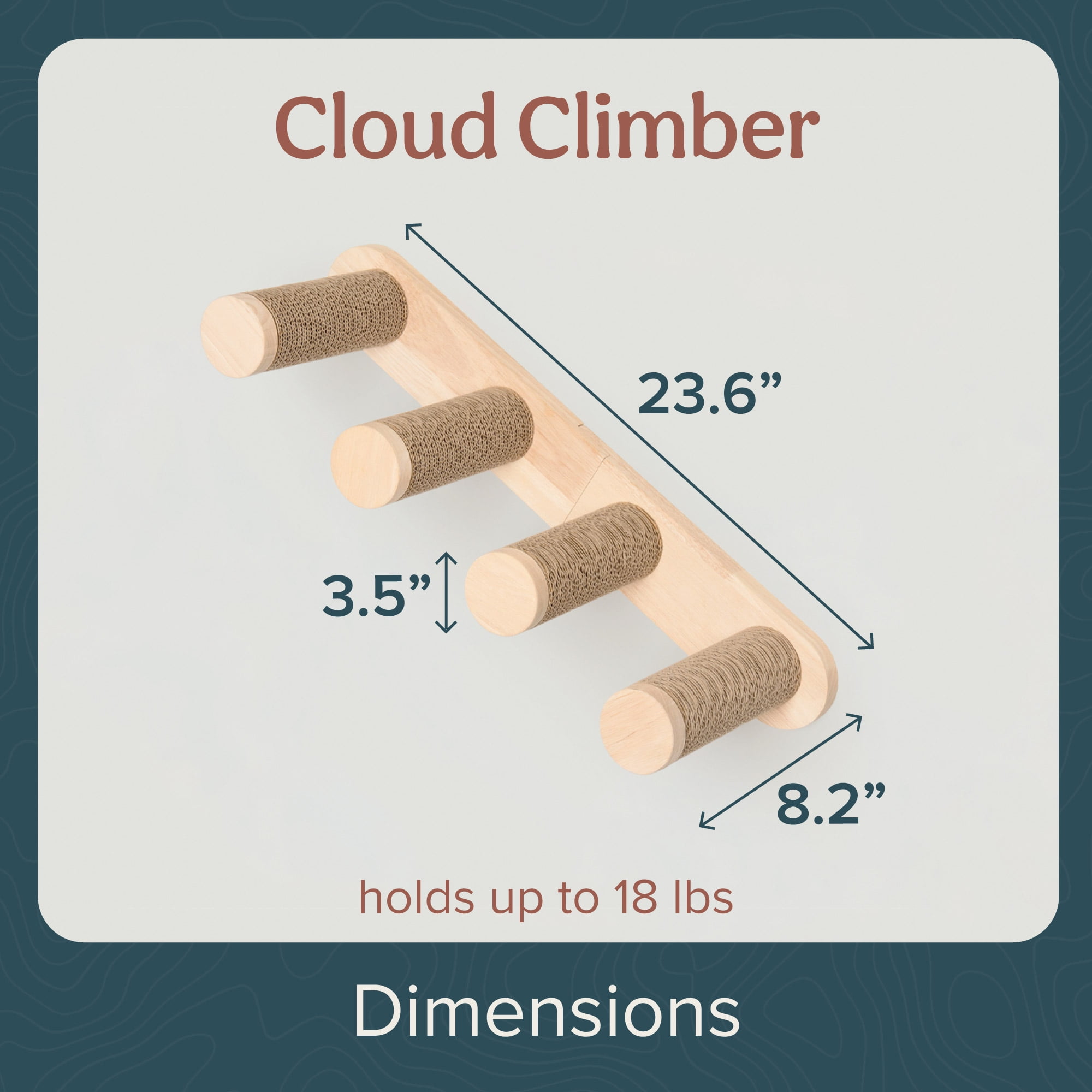 Ascentials by FurHaven Cloud Climber Cat Stairs (24”), Wall-Mounted Four Step Stairway and Perch with Corrugated Cardboard