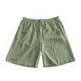 thumbnail image 4 of Cotton Linen Bermuda Shorts for Men Lightweight Breathable Elastic Waist Wide Straight Leg Beach Shorts with Pockets, 4 of 5