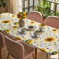 thumbnail image 3 of Vintage Sunflower Table Cloths for 8 Foot Rectangle Tables, Summer Botanical Farmhouse Floral Patio Waterproof Elastic Fitted Tablecloths, Washable Rectangular Table Cover for Camping, 3 of 8