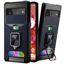 For Apple iPhone 13 Pro (6.1") Wallet Case with Ring Stand & Slide Camera Cover Credit Card Holder, Military Grade Hard Cover ,Xpm Phone Case [ Blue ]