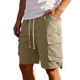 thumbnail image 2 of Nmnitkp Mens Shorts Casual Cargo Shorts Elastic Waist Drawstring Multi-Pocket Lightweight Summer Outdoor Work Shorts Khaki,3XL, 2 of 9