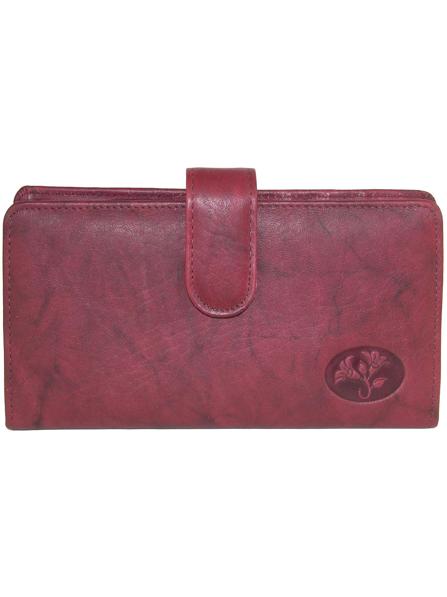 Buxton Leather Slim Floral Embossed Checkbook Cover Wallet (Women's