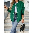 thumbnail image 2 of Women's Fall/winter Pockets Contrast Baseball Uniforms Fashion Tweed Coats Loose Casual Tops, 2 of 3