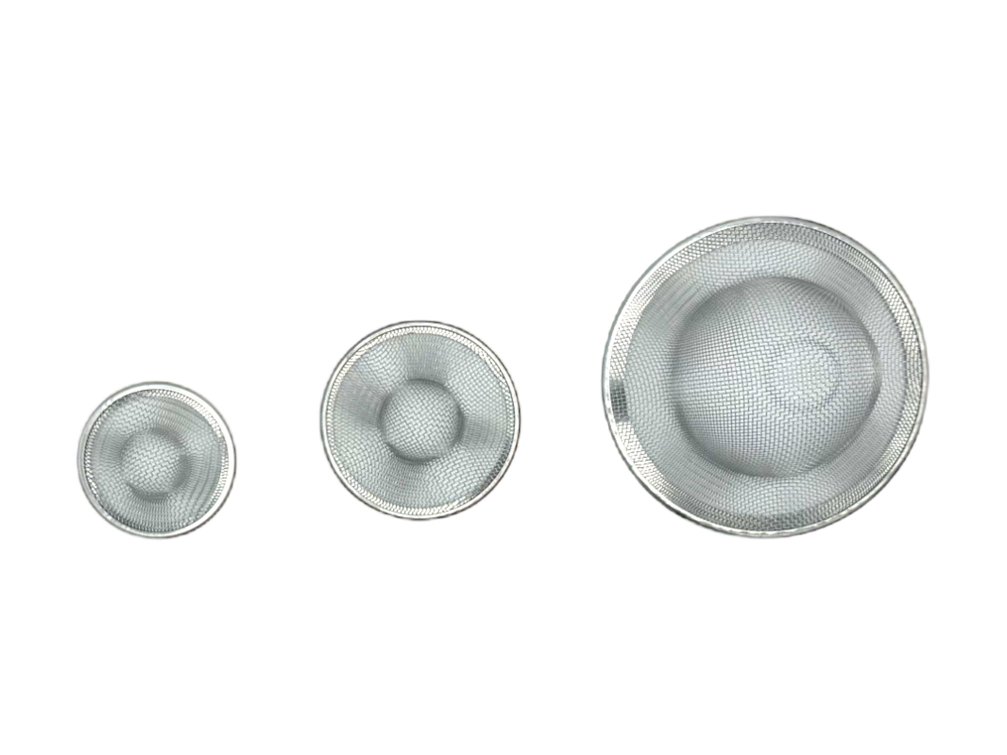 Mainstays Stainless Steel 3 Pack Mesh Drain Strainers Includes 4.4", 2.8", 2.2" Silver