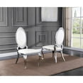 thumbnail image 3 of Clear Glass Dining Set with Table and 6 Oval White Faux Leather Chairs, 3 of 3