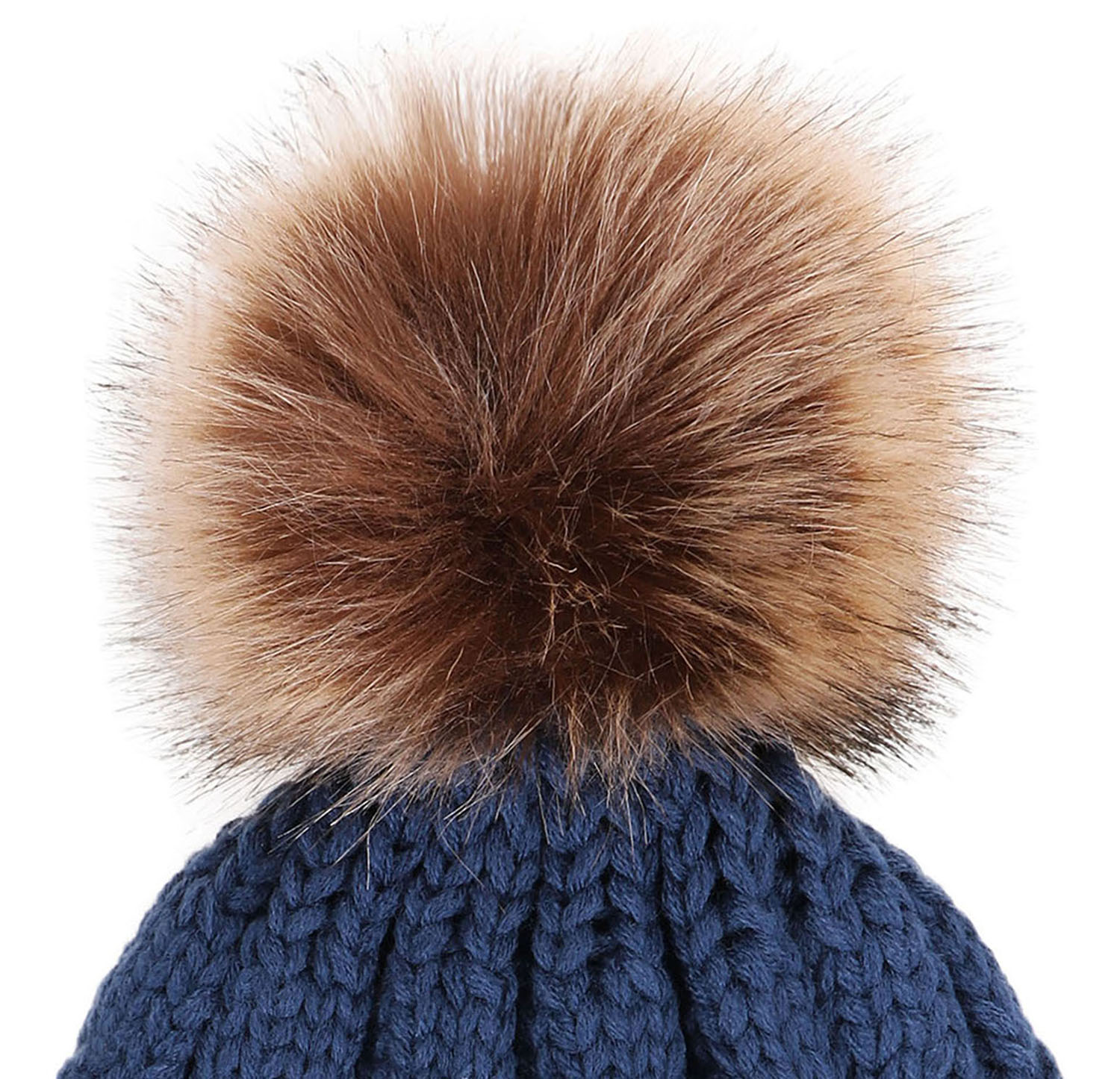 Hand knit blue varigated knit hat with faux fur pom I finished my Fyne Sheep hat today ? I knitted it up with  main image 2