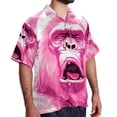 thumbnail image 2 of Pink Monkey Gorilla Men's Short Sleeve Casual Printed Button Down Beach Shirt - Summer Unisex Top, 2 of 6