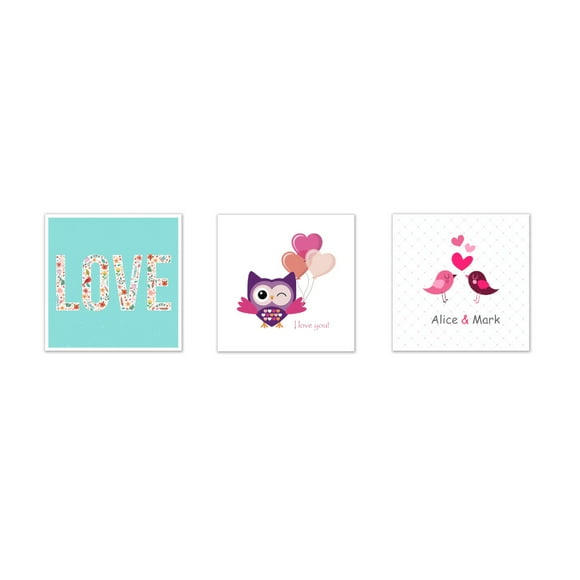 3PCS Canvas Wall Art Painting Printed Pictures Lovely Eagle Couple Birds Pattern for Home Decor