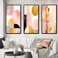 thumbnail image 1 of Designart "Retro Geometry Pink Gold Full Moon Bloom III" Modern Geometric Framed Wall Art Set Of 3 - Pink Abstract Frame Canvas Set For Living Room Decor, 1 of 6