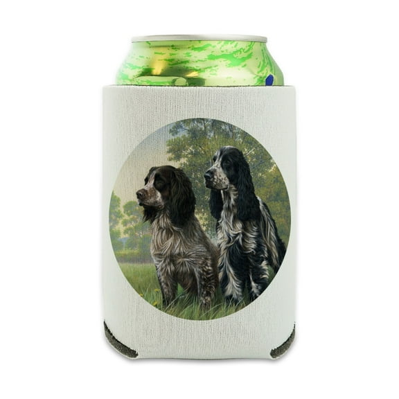 Pair of English Cocker Spaniel Dogs Can Cooler - Drink Sleeve Hugger Collapsible Insulator - Beverage Insulated Holder