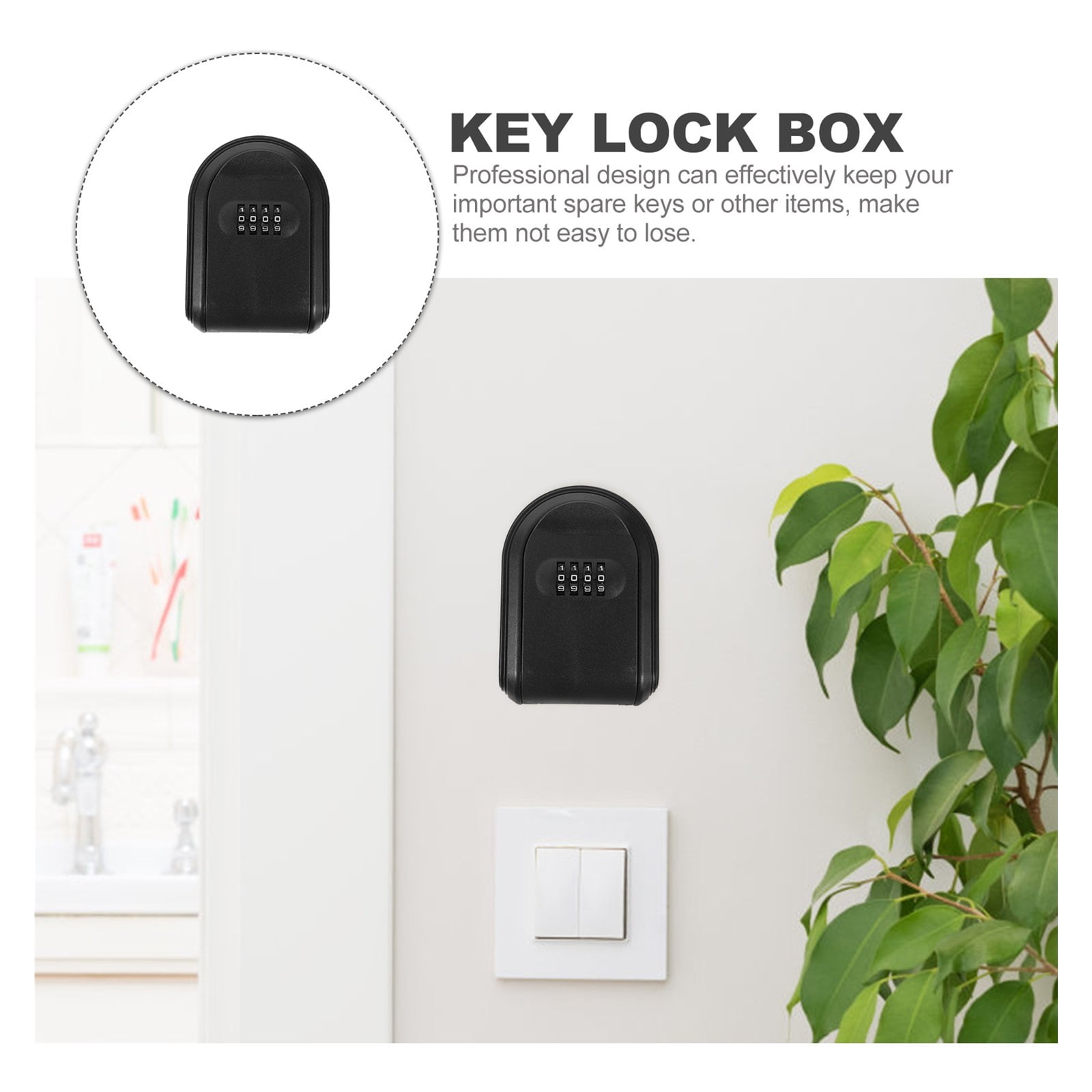 Key Fob Hider Box Password Lock Door Wall Mounted Safe Lockbox for Keys ,House, Apartment, Office Key Storage