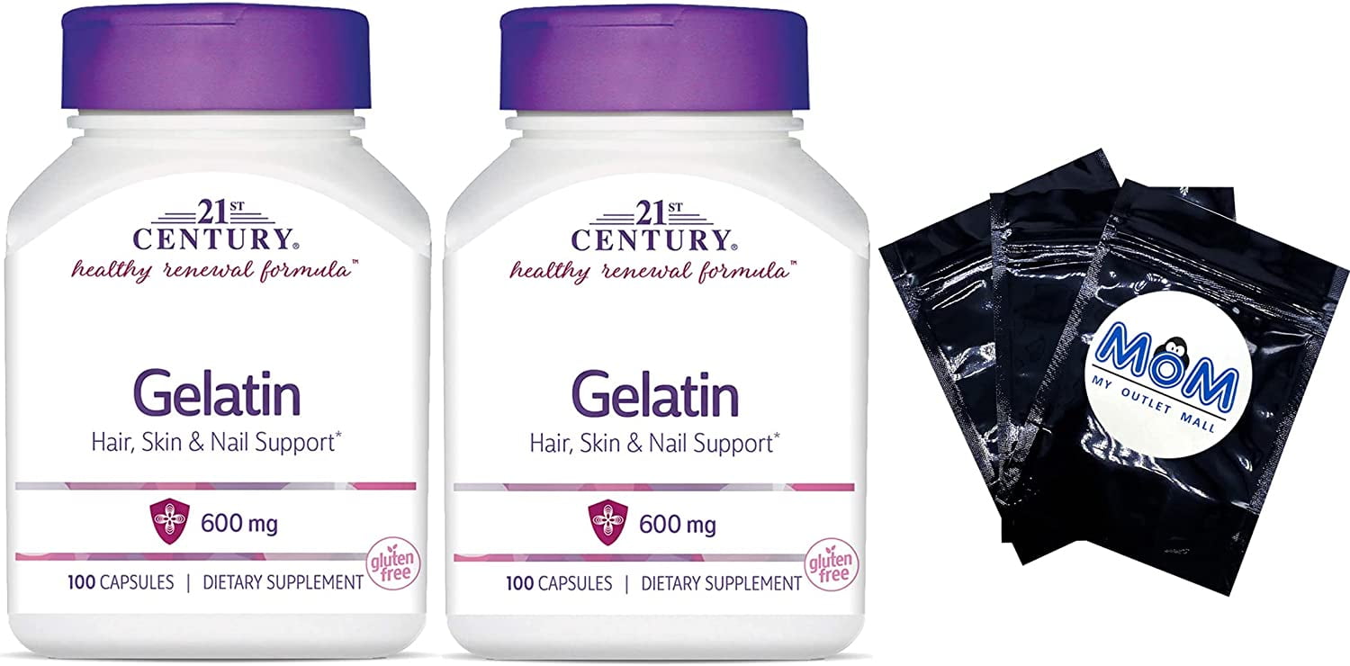 Gelatin 600 mg 21st Century Capsules 100 Count Pack of 2 Gelatin