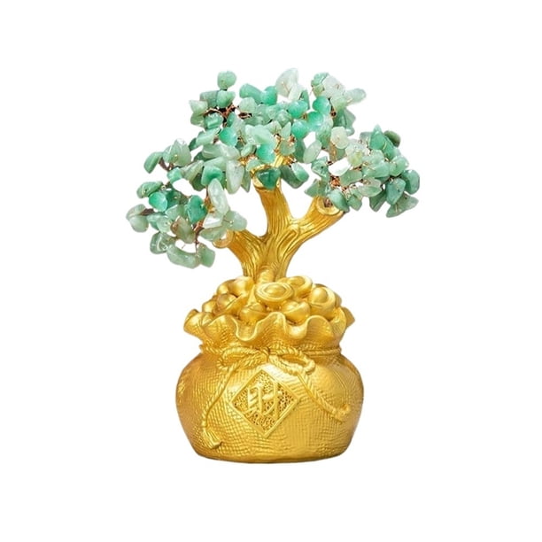 Bonsái Feng Shui hecho a mano, pequeño árbol de cristal, cristales for atraer la buena suerte y decorar el hogar.