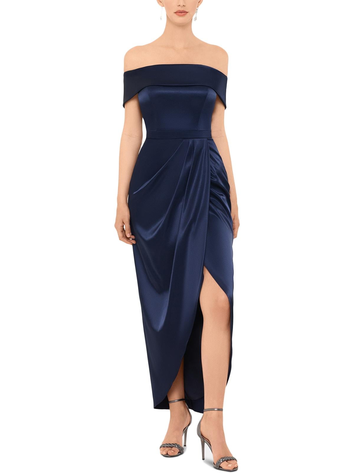 Xscape Womens Satin Off-The-Shoulder Evening Dress - Walmart.com