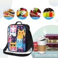 thumbnail image 3 of Japuie Colorful Cats Pattern Art Print Insulated Lunch Bag,Lunch box,Reusable Kids Lunch Box,Lunch Tote Bag with Side Pockets,Great for Office College Beach Picnic Hiking, 3 of 7