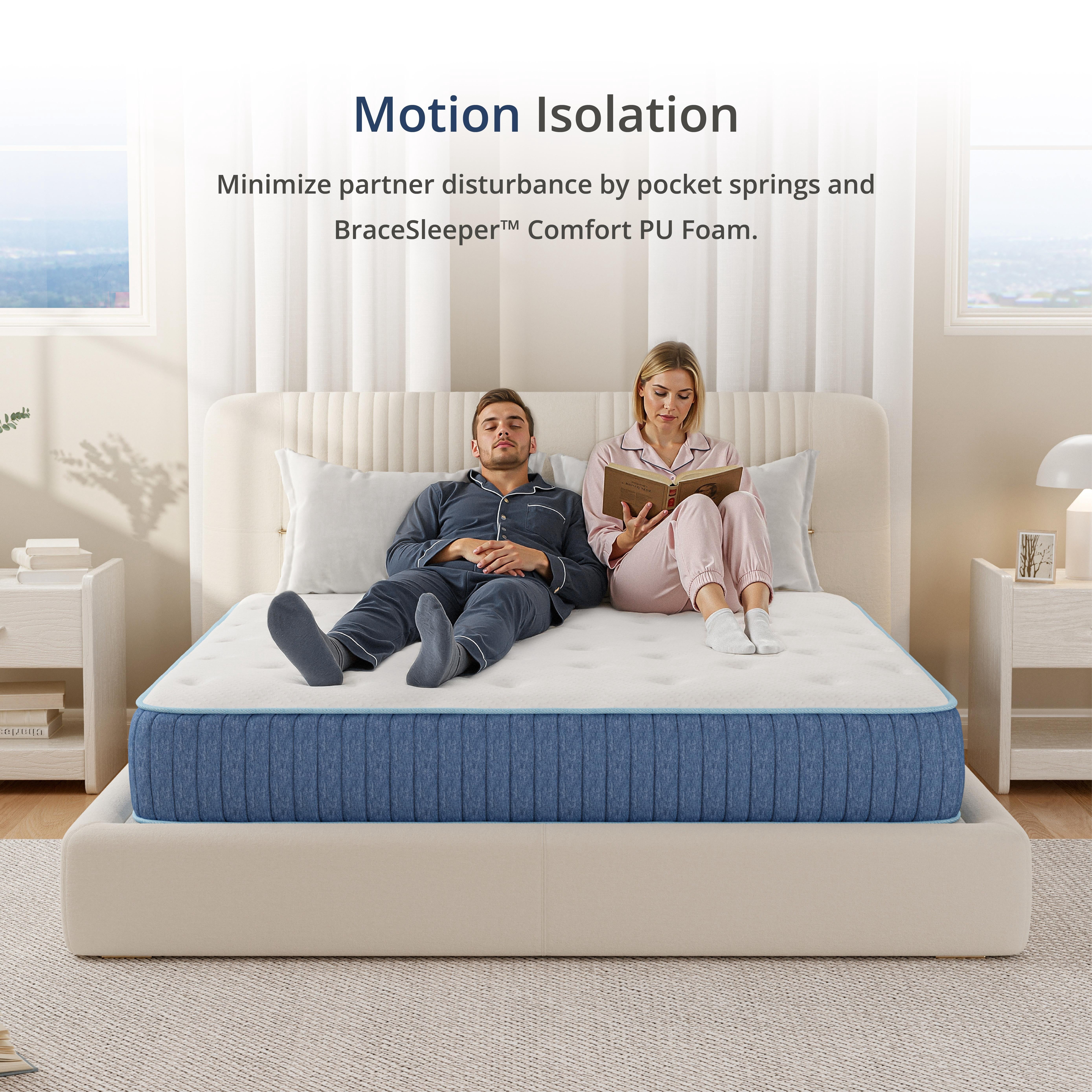 EGOHOME ChillWeave Queen Mattress, 10" Hybrid Mattress in a Box, Medium