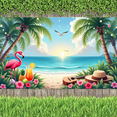 thumbnail image 6 of Vintage Tropical Flamingo Banner Palm Trees Beach Sunset for Summer Beach Party Wedding Travel, 6 of 8