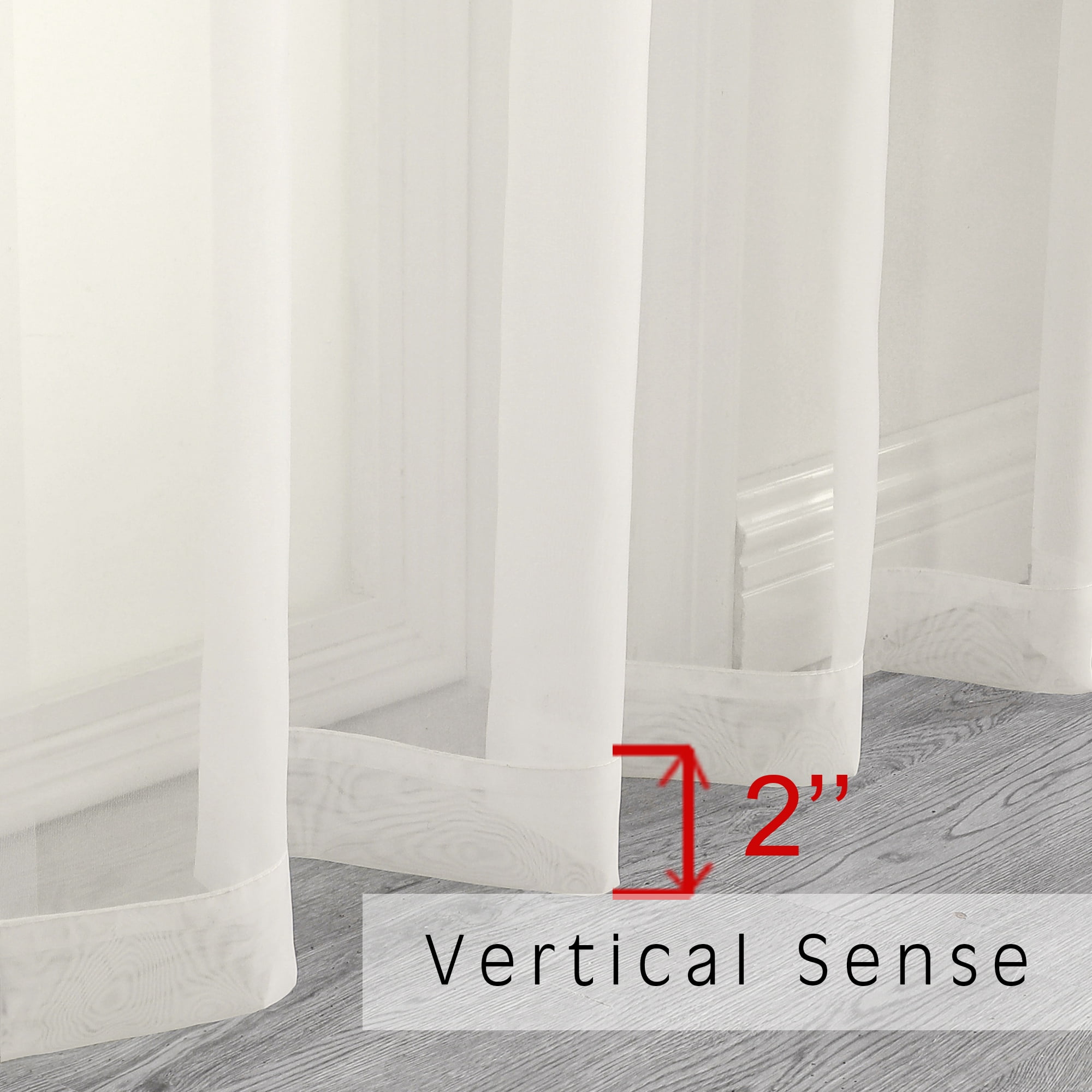 OVZME 2 Panels Solid Color Ivory Sheer Curtains 96" Length, Elegant Window Voile Panels/Draperies/Tr(图4)