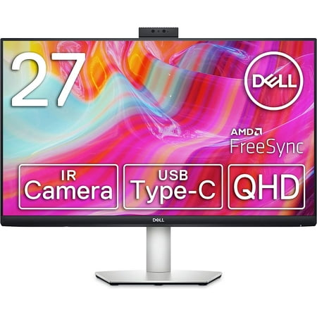 Dell S2722DZ 27 inch Work From Home -Monitor Video Conferencing Features - Built-In -Camera Noise-Cancelling Dual Microphones USB-C connectivity 16:09 Aspect Ratio 4ms Response Time QHD - Silver