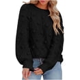 thumbnail image 2 of Joau Womens Casual Crochet Chunky Cable Knit Sweaters Long Sleeve Crewneck Lightweight Sweater Fall Winter Warm Loose Pullover Jumper Tops, 2 of 9
