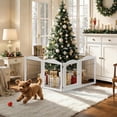 thumbnail image 2 of Freestanding Dog Gate with Door, Pet Gate with Walk Through Door, Foldable Pet Safety Fence for Stairs Doorways Fireplace (24" H - 4 Panels), 2 of 9