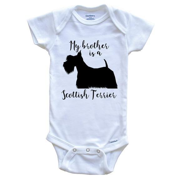 My Brother Is A Scottish Terrier Cute Dog Baby Bodysuit - Scottie One Piece Baby Bodysuit, 0-3 Months White