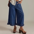 thumbnail image 2 of JJHGVB Wide Leg Jeans Classic Denim Trousers Pants with Pockets Straight Denim Jeans Loose Fit Denim Pants High Waisted Denim Pants Jeans for Women Loose Long Trousers Dark Blue L, 2 of 5