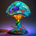 thumbnail image 2 of Creative Stained Glass Plant Series Table Lamp Flower Mushroom Snail Octopus Shaped Resin Retro Decor Night Light, 2 of 10