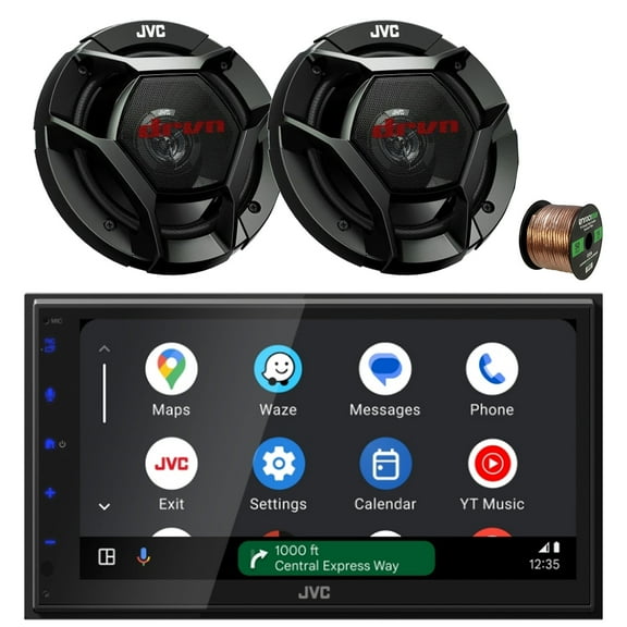 JVC KW-M690BW 6.8" Touchscreen WiFi Bluetooth USB/MP3 Stereo Multimedia Digital Receiver, 2x 6.5" 300 Watt Max 2-Way Automotive Speakers w/Wire