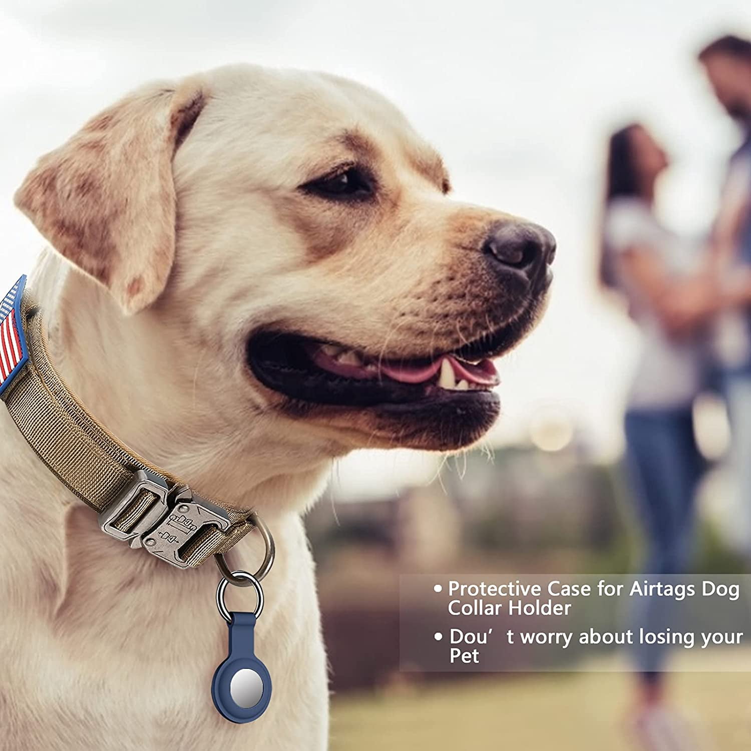 Tactical Dog Collar, Adjustable Military Training Nylon Dog Collar with Control Handle and Heavy Metal Buckle for Medium and Large Dogs, with Patches and Airtags Case